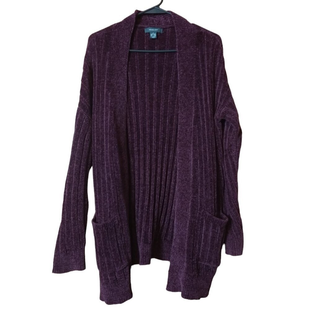 Primark Long Sleeve Open Front Burgundy Cardigan Sweater Size Medium